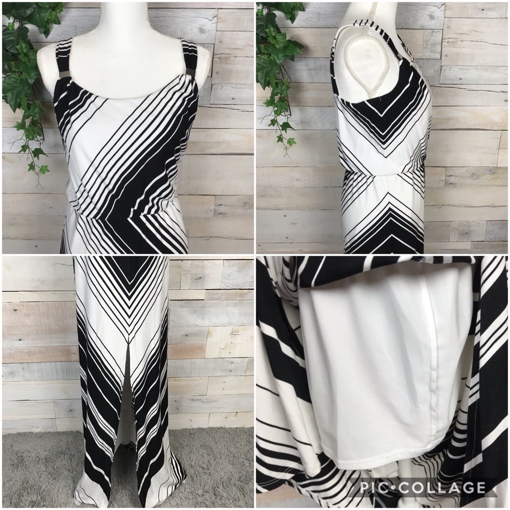 WHBM Sleeveless Bias Striped Maxi Dress Small - Picture 3 of 4